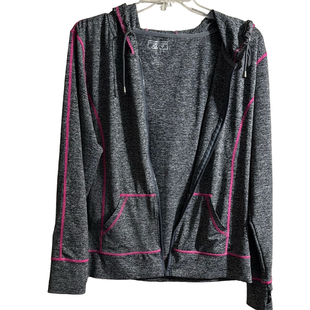 Gray Hoodie with Pink Accents